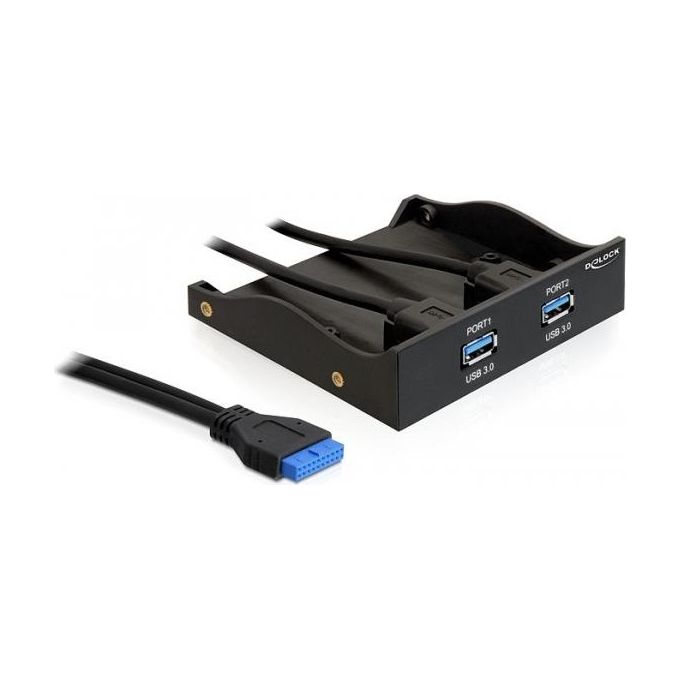 DeLOCK Pannello Frontale per Due Porte USB 19-Poli 3.0 da 3.5 Pollici a 5.25 Pollici