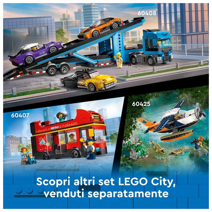 LEGO City Autobus Turistico Rosso a Due Piani Giochi per Bambini e Bambine da 7 Anni in su con Veicolo Giocattolo in Stile Londinese da Costruire e 5 Minifigure Idea Regalo di Compleanno 60407