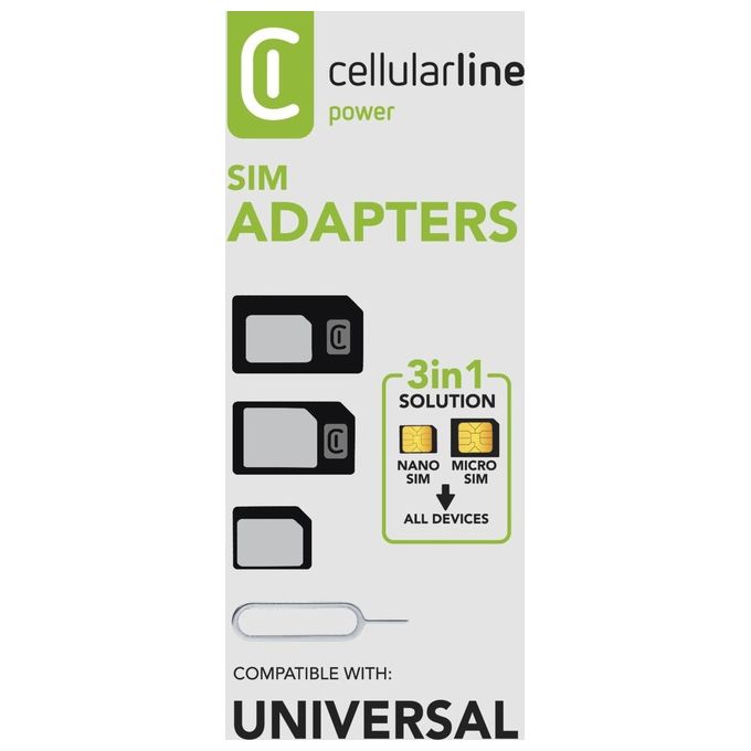 Cellular Line Kit di adattatori SIM per tutti i telefoni e i tablet
