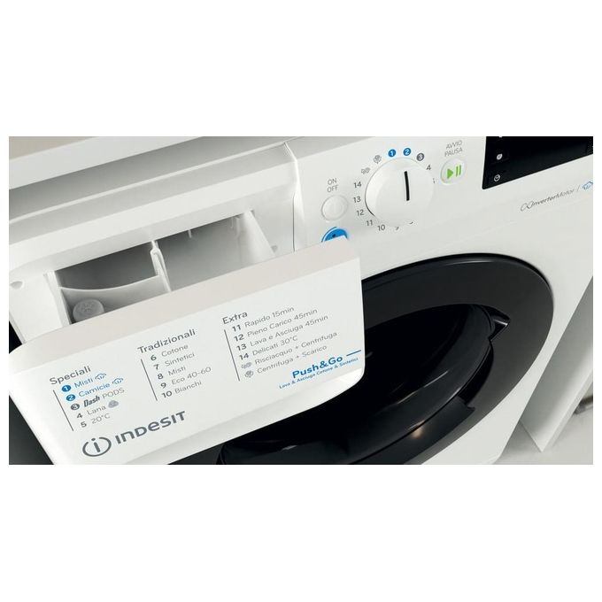 Indesit BDE 96436 WKV IT Lavasciuga 9-6 Kg Classe D Profondita' 54 cm Centrifuga 1351 Giri Inverter Funzione Vapore colore Bianco