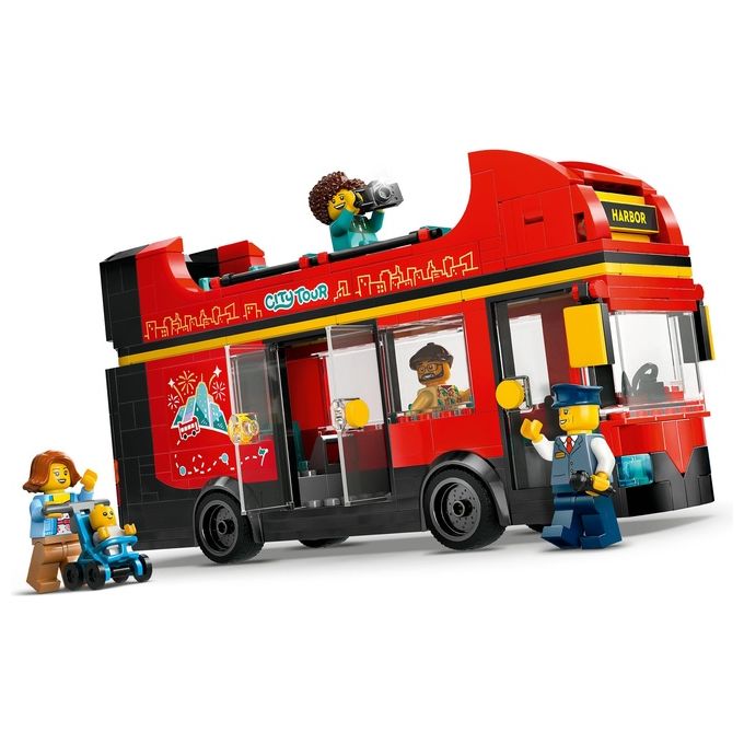 LEGO City Autobus Turistico Rosso a Due Piani Giochi per Bambini e Bambine da 7 Anni in su con Veicolo Giocattolo in Stile Londinese da Costruire e 5 Minifigure Idea Regalo di Compleanno 60407
