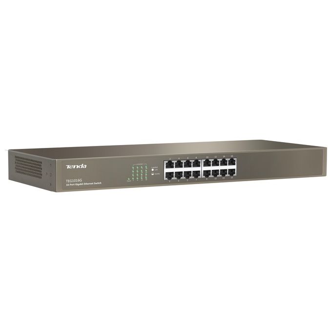 Tenda TEG1016G Switch di Rete Non Gestito Gigabit Ethernet 10-100-1000 Blu 1U