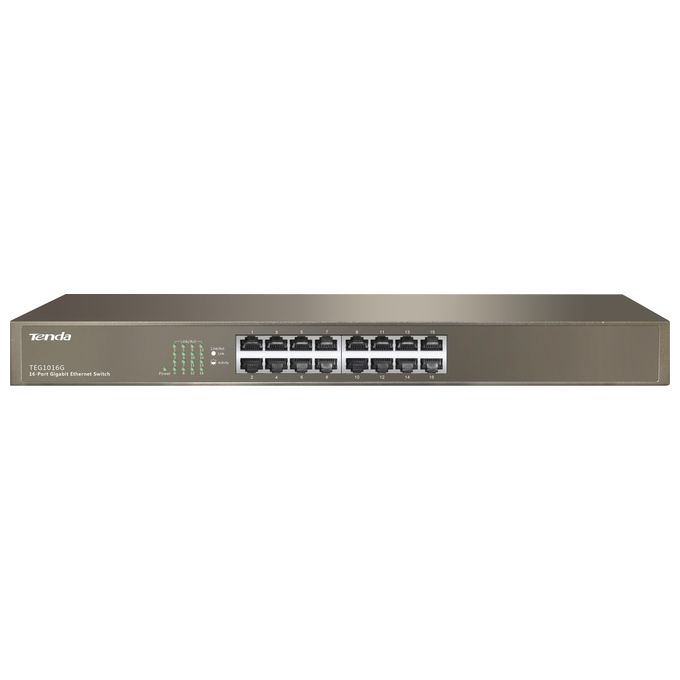 Tenda TEG1016G Switch di Rete Non Gestito Gigabit Ethernet 10-100-1000 Blu 1U