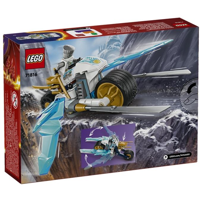 LEGO NINJAGO Moto di Ghiaccio di Zane Veicolo Giocattolo con Lame Mobili Gioco d'Azione per Bambini e Bambine 7 Anni con 1 Minifigure Ninja di Eroe Piccola Idea Regalo di Compleanno 71816