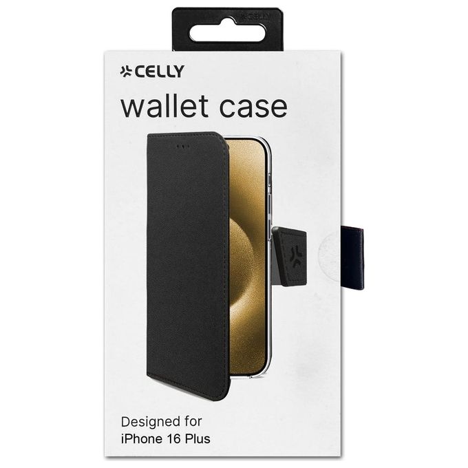 Celly Wally Case per iPhone 16 Plus Nero