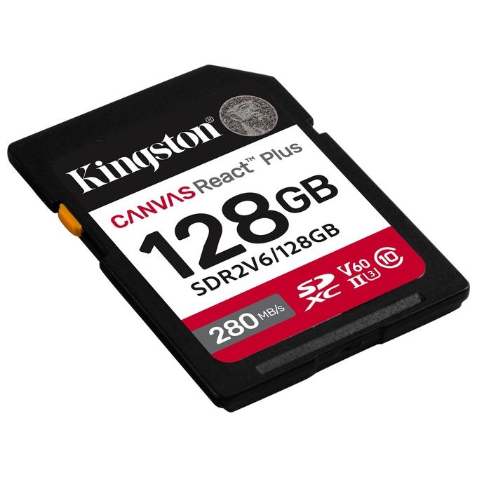 Kingston Technology 128Gb Canvas React Plus SDXC UHS-II 280R-100W U3 V60 for Full HD-4K