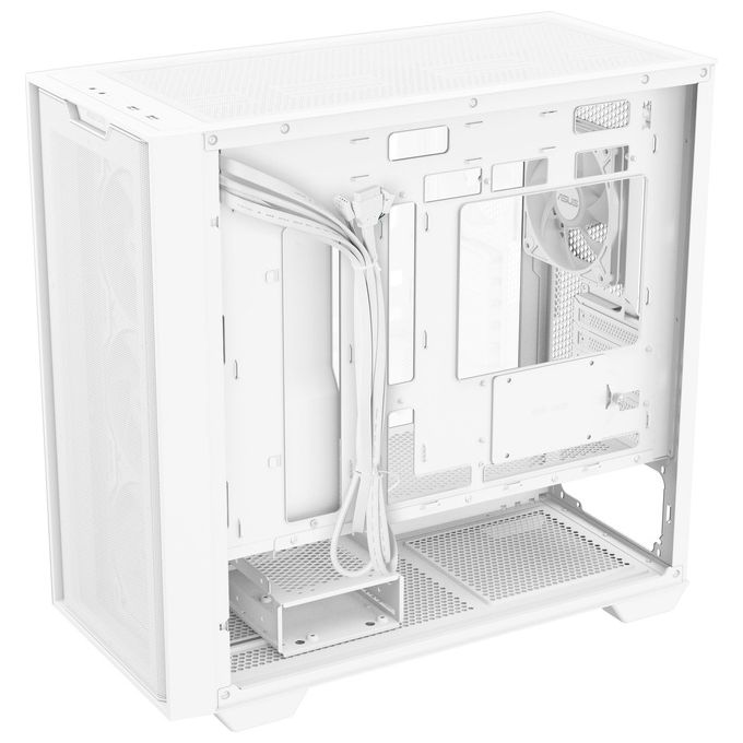 ASUS A21 PLUS TG ARGB WHITE Case Micro-ATX Supporta Schede Madri con Connettori Nascosti Radiatori da 360 mm e Schede Grafiche da 380 mm 4 Ventole ARGB Preinstallate Bianco