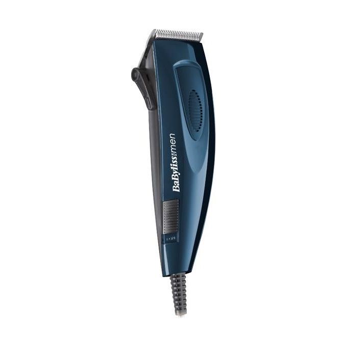 BaByliss E695E - Tagliacapelli con filo, 45 mm lame in acciaio, 8 lunghezze preimpostate (3-25 mm), leva regolazione taglio, velocita' singola, alimentazione AC (rete), 12 accessori (pettini, olio, spazzola, custodia), Blu