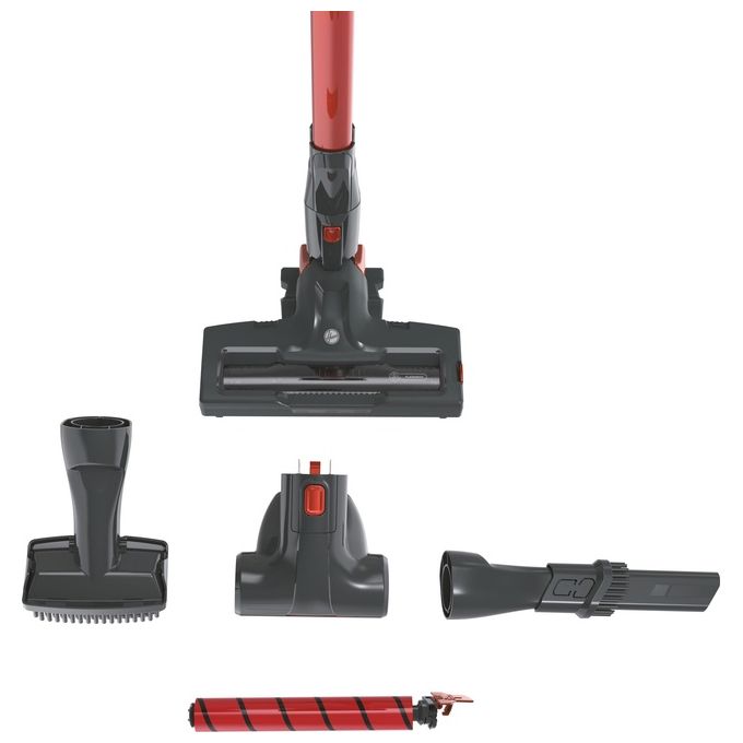 Hoover HF322AFP 011 Scopa Elettrica senza Filo senza Sacco Capacita' 0,7 Litri Autonomia 40 minuti Grigio-Rosso