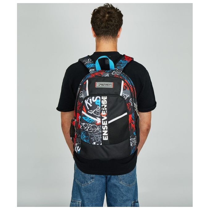 Seven Zaino Scuola Advanced Half Street Nero Rosso