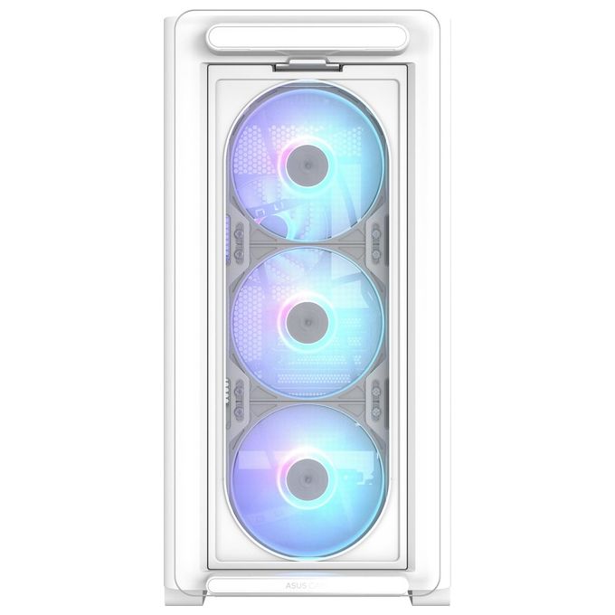 ASUS Case A23 PLUS TG ARGB White, Micro-ATX per Schede Madri, Supporto Radiatori 360mm, Schede Grafiche 380mm, 4 Ventole ARGB Incluse.