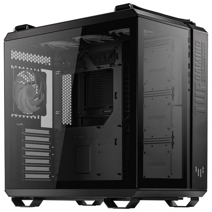 ASUS TUF GAMING GT502 PLUS TG ARGB BLACK Case per PC Gaming Mid ATX Doppia camera Pannelli Laterali Senza Attrezzi USB 3.2 Gen2 Type-C 4 ventole ARGB preinstallate Nero