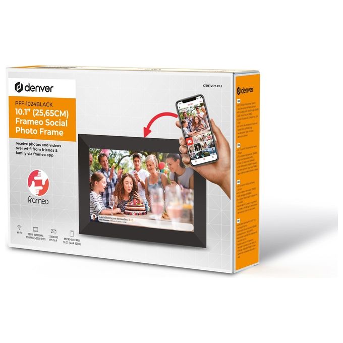 Denver Frameo PFF-1024 Cornice Digitale con Wi-Fi 10.1'' 16Gb Nero
