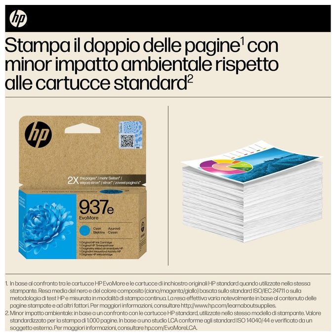 HP Cartuccia di Inchiostro Ciano Originale 937e EvoMore