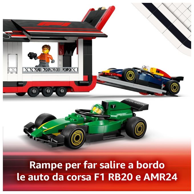 LEGO City Formula 1 Autotrasportatore F1 con monoposto RB20 e AMR24 F1 60445
