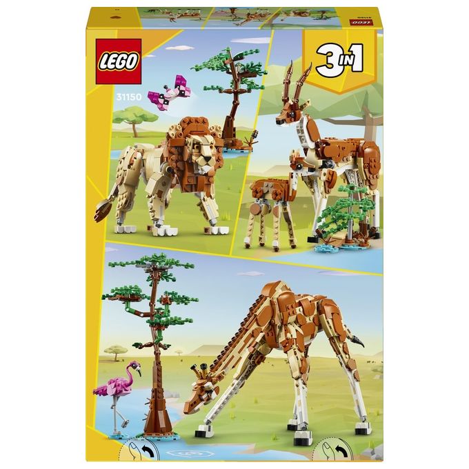 LEGO Creator 31150 3in1 Animali del Safari, Giocattolo Trasformabile da Giraffa in 2 Gazzelle o Leone , Giochi per Bambini 9+