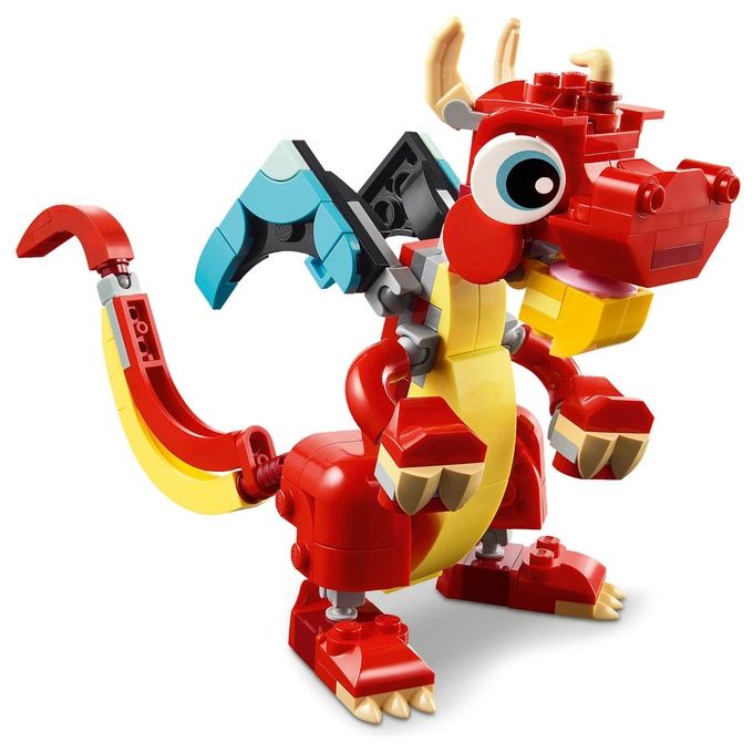 LEGO Creator 31145 3in1 Drago Rosso, Giochi per Bambini di 6+ Anni, Action Figure Ricostruibile in Pesce e Fenice Giocattolo
