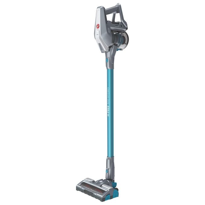Hoover HF322YHM 011 H-Free 300 Hydro – Scopa elettrica senza filo, doppia azione aspirazione + lavaggio, capacita' 0,7 L, autonomia fino a 40 minuti, sistema ciclonico, colore Grigio-Blu