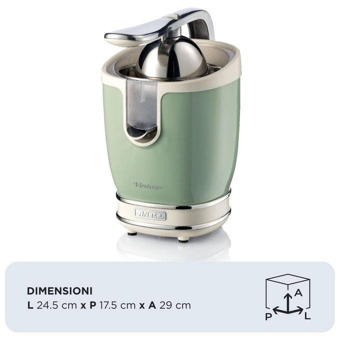 Ariete 413 Spremiagrumi Vintage Elettrico con Leva Professionale Verde
