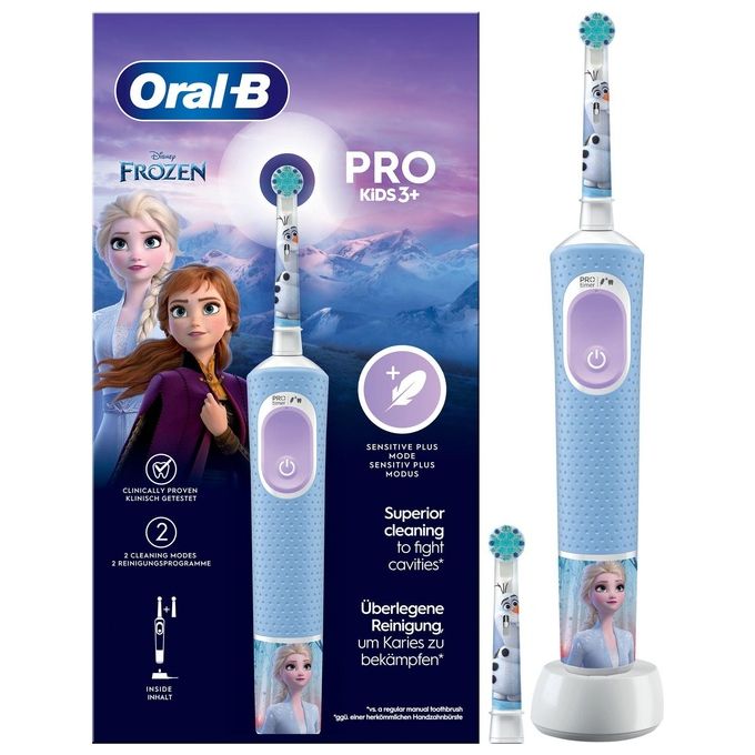 Braun Oral B Spazzolino Elettrico Pro Kids Frozen Azzurro e Bianco