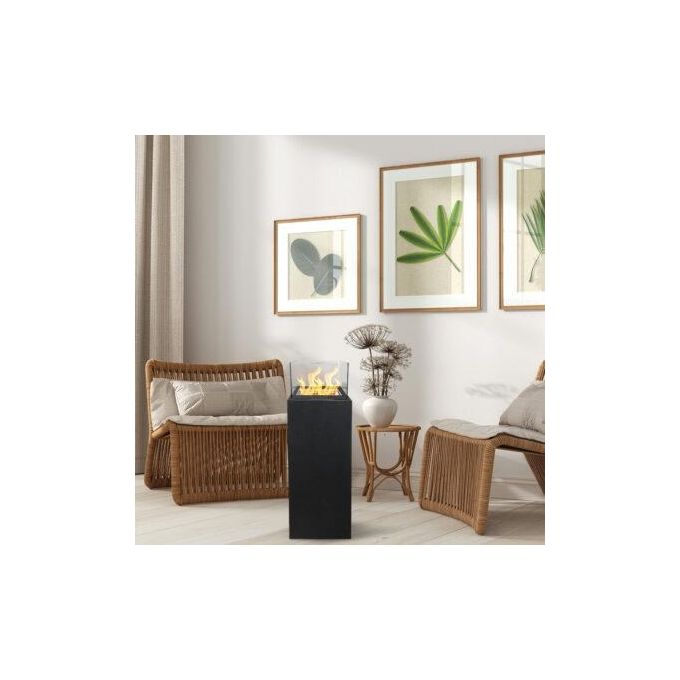Divina Fire Camino a bioetanolo da terra per interno esterno Ischia Nero 40x40x115