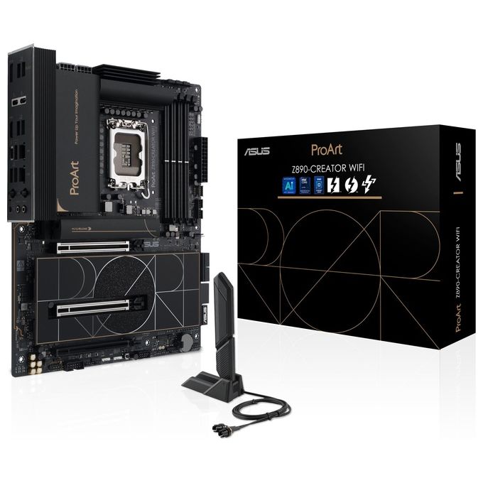 ASUS ProArt Z890-CREATOR WIFI Scheda Madre Intel ATX 16212 Fasi di Alimentazione Slot DDR5 PCIe 5.0 per GPU di Nuova Generazione 5 Slot M.2 Due Porte Thunderbolt 5 Type-C WiFi 7 Nera
