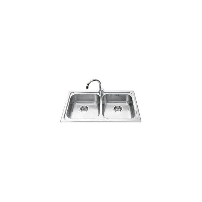Smeg SP792-2 Alba Lavello saldato Acciao Inox AISI304 Spazzolato da Incasso 2 Vasche Acciaio Inox 79x50cm SP792-2