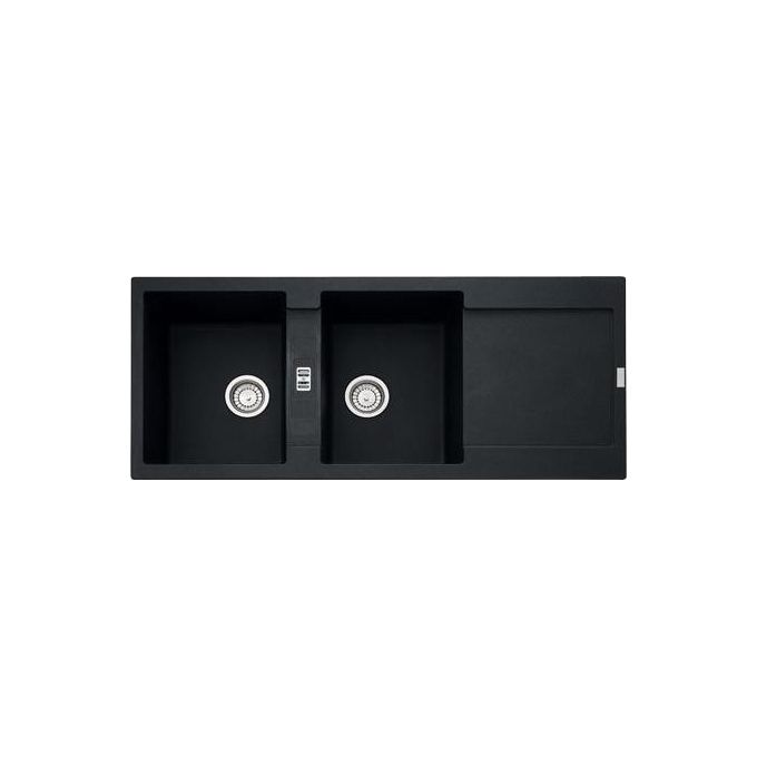 Franke  MRG 621 Maris Lavello Fragranite da Incasso Gocciolatoio Reversibile 2 Vasche Cover copri-scarico inox Nero 116x50cm 114.0157.498