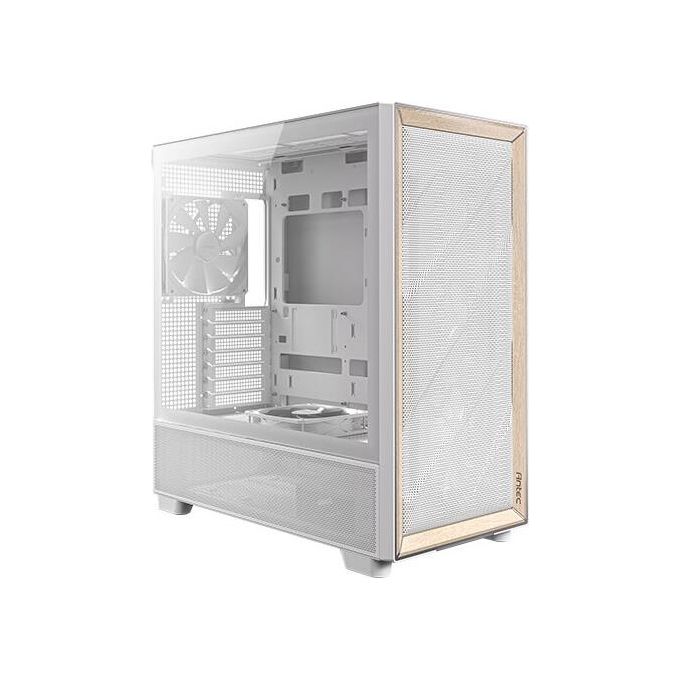 Antec Flux Wood White 5 Ventole Pwm Incluse Pannello Frontale ad Alto Flusso d'aria con Legno di Betulla Type-C Radiatore da 420mm e Supporto per Scheda Madre con Connessione Posteriore
