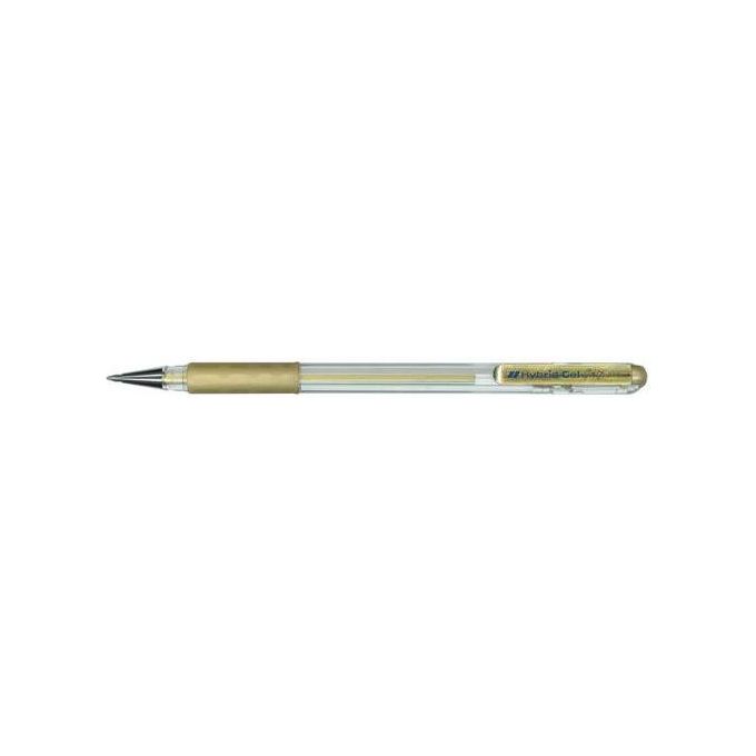 Pentel K118-X Hybrid Grip Penna Roller Gel Punta 0.8 mm Inchiostro Oro Metallizzato Confezione da 12 Pezzi colore Oro