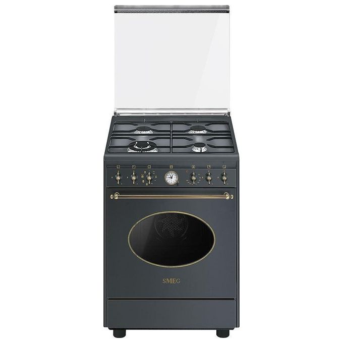 Smeg CO68GMA8 Cucina a Gas con Forno Elettrico Termoventilato Estetica Coloniale 4 Fuochi Classe energetica A Vapor Clean 60x60 cm Antracite
