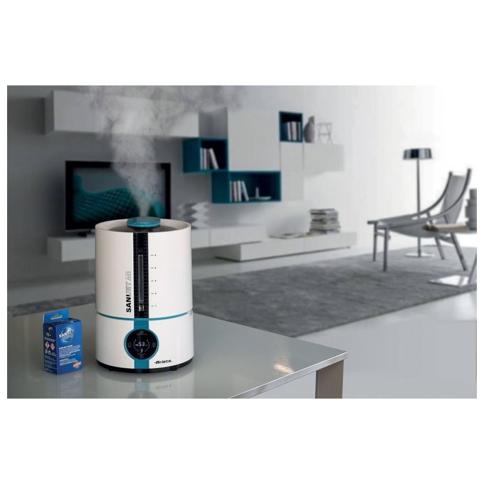 Ariete 2836 Sani-Jet Air Umidificatore a ultrasuoni 5 L 30 W per ambienti fino a 90 m² funzione igienizzante ionizzatore display LED touch colore Bianco Azzurro