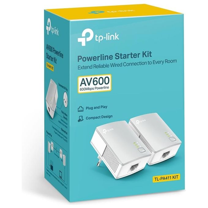 TP-LINK TL-PA411KIT Powerline 500m Size Starter Kit 2pz 128-bit AES