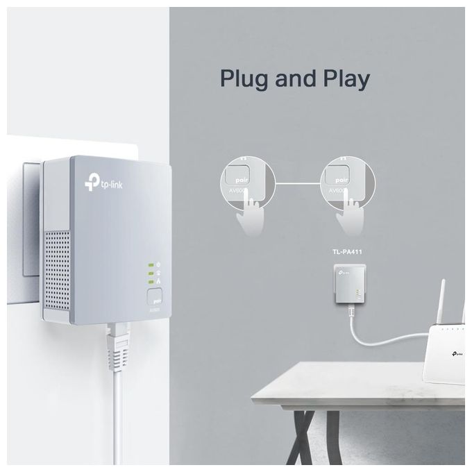 TP-LINK TL-PA411KIT Powerline 500m Size Starter Kit 2pz 128-bit AES