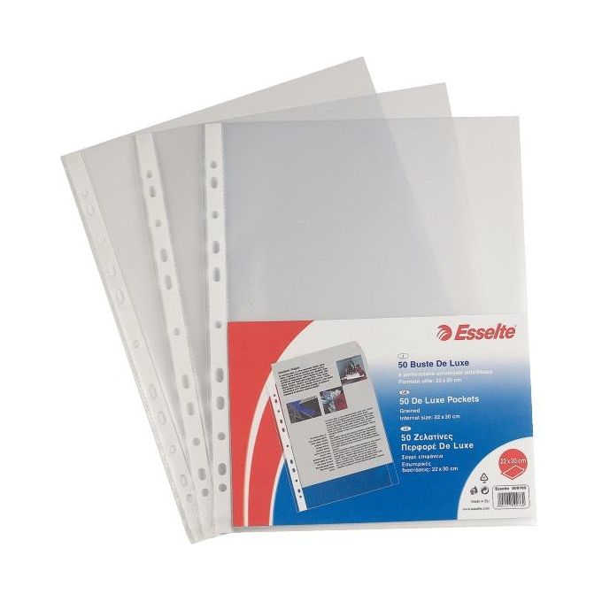 Esselte Buste A Perforazione Universale Copy Safe - Esselte - Deluxe 22x30 Cm Antiriflesso (conf.50)