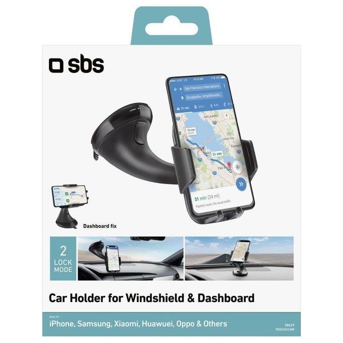 SBS Supporto Da Auto per Telefoni e Smartphone Ideale per Viaggi e Utilizzo Sicuro in Automobile