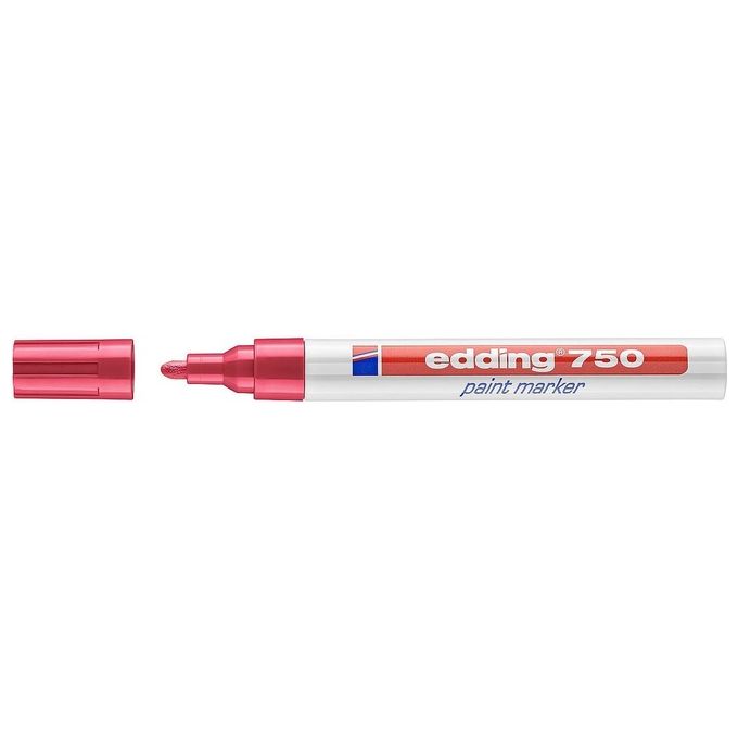 Edding 4-750002 Marcatore a Vernice 750 Punta Conica 2-4mm Rosso