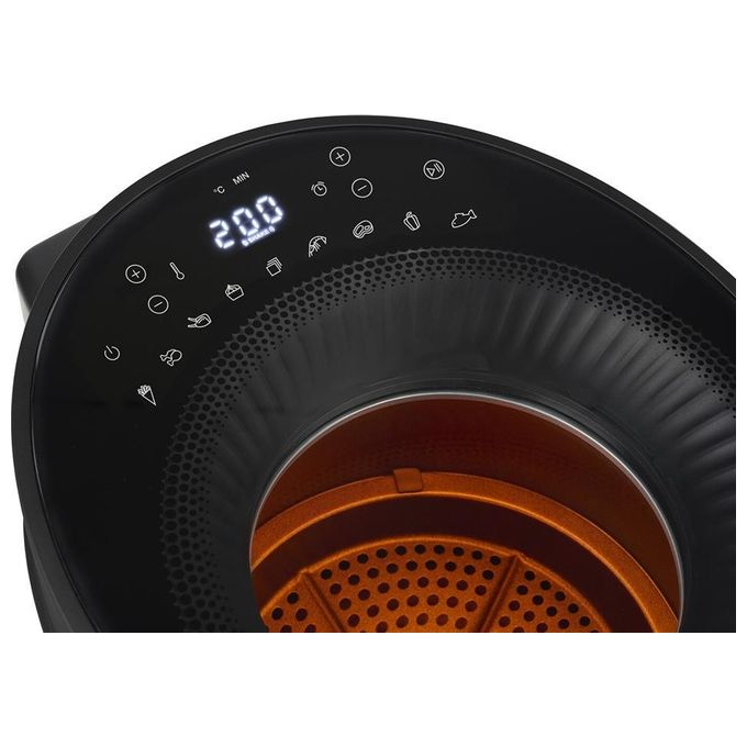 Princess 182270 - Friggitrice ad aria 5 L, 1500 W, 8 programmi preimpostati, Display digitale, Tecnologia ciclonica Zyklon, Nero