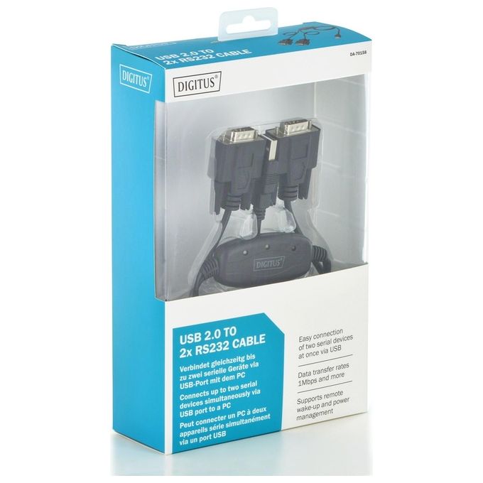 Digitus Cavo Adattatore Digitus Da Usb 2.0 A 2 Porte Seriali 9 Poli Rs232