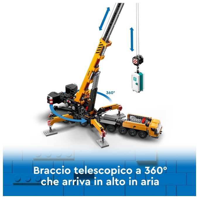 LEGO City Gru da Cantiere Mobile Gialla Giochi Creativi per Bambini e Bambine da 9 Anni con Veicolo Giocattolo da Cantiere con Funzioni Realistiche e 4 Minifigure Idea Regalo Divertente 60409