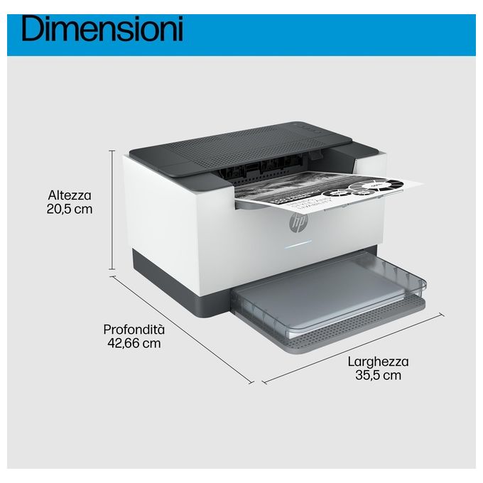 HP LaserJet M207dw 8J9K9F Stampante a Singola Funzione A4 Stampa Fronte e Retro Automatica in Bianco e Nero USB Wi-Fi Ethernet HP Smart Pannello di Controllo con Pulsanti LED Grigia