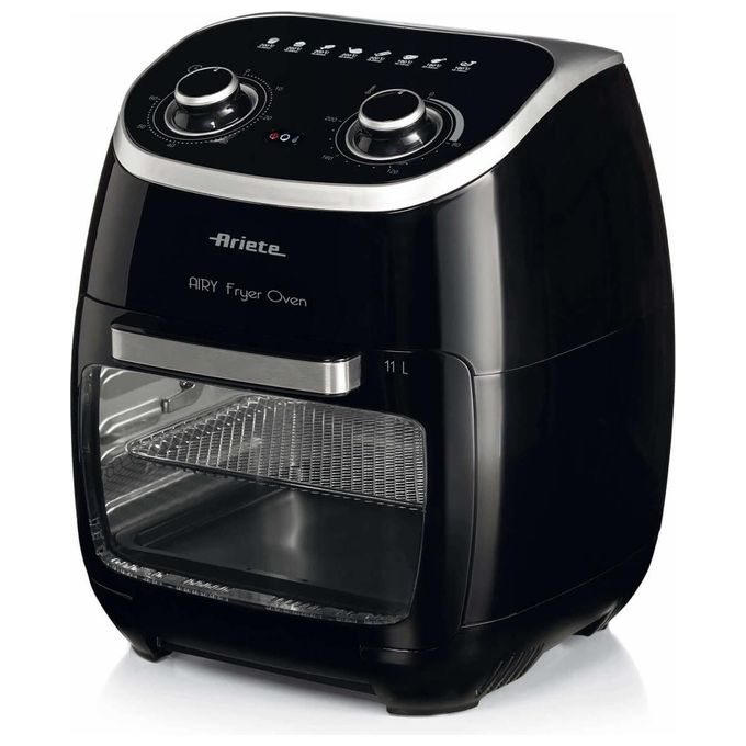 Ariete 4619 Air Fryer Oven - Friggitrice ad Aria e forno elettrico con cestello rotante 11 Lt. Funzione girarrosto ed essicatore 2000W 8 Programmi Nero