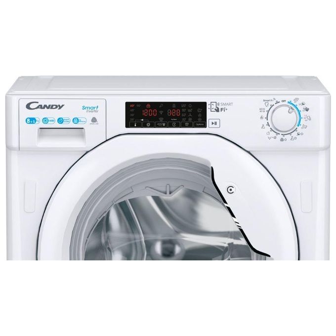 Candy CBDO485TWME-1-S Lavasciuga Carica Frontale da Incasso Classe energetica D (A+) Capacita' di carico 8-5 kg Centrifuga 1400 giri Wifi + NFC Partenza differita fino a 24h Motore Inverter