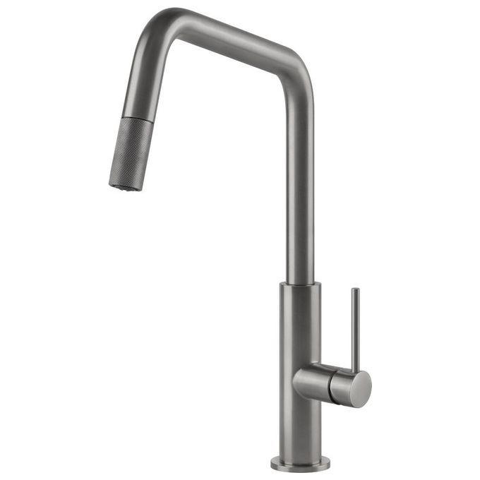 Foster 8522100 KS Miscelatore monocomando a canna girevole e doccia estraibile Ottone Effetto Satinato