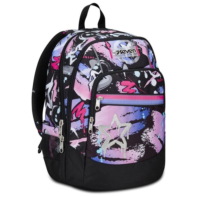Seven Zaino Scuola Advanced Mark On Girl Nero Fucsia