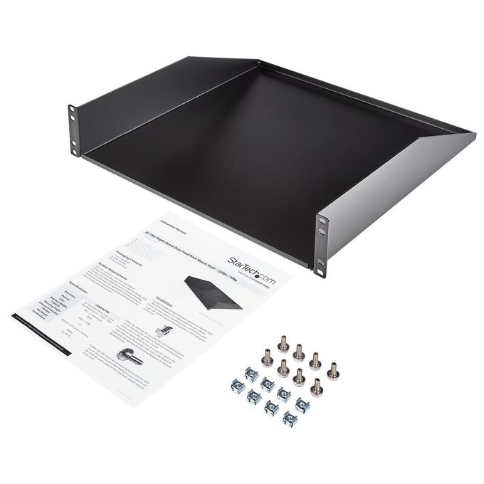 StarTech Scaffale cantilever per montaggio a rack 2U - Robusto ripiano per armadio server rack fisso - 56 kg