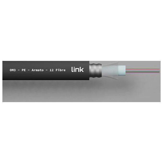 Link Cavo Fibra Ottica da Esterno Armato Om3 Guaina Pe 12 Fibre