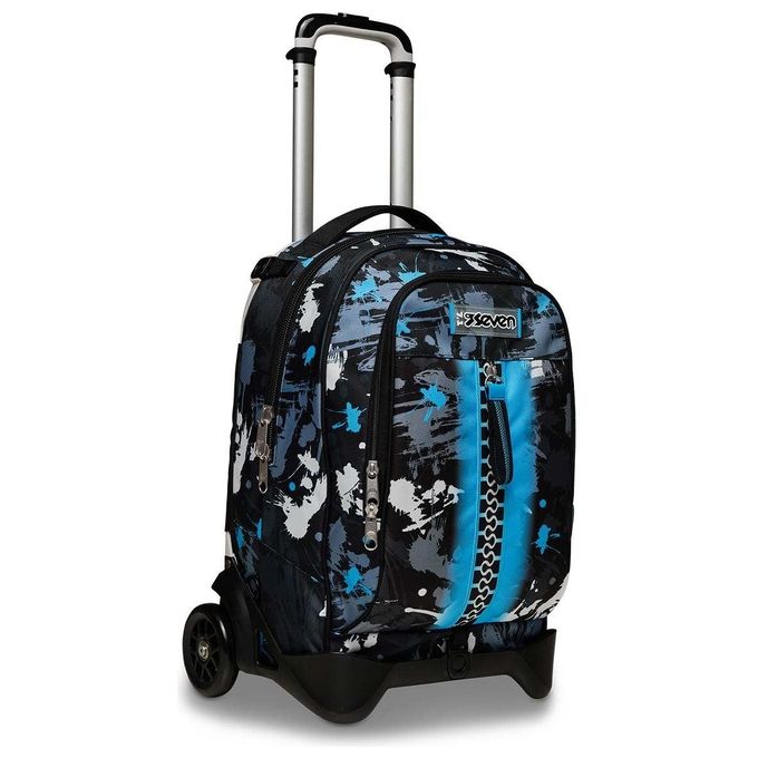 Seven Trolley Jack-2WD ColourJet – Zaino scolastico trolley con ruote da 10 cm, schienale e spallacci imbottiti, 34 l, multicolore