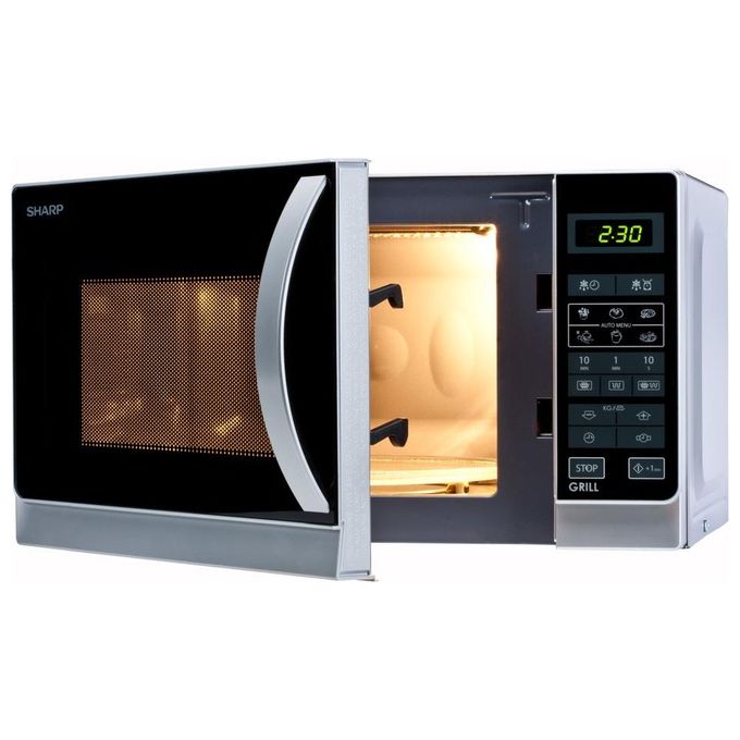 Sharp R‑642INW – Forno a microonde combinato, 20 L, 800 W, Classe A, Funzioni: microonde, grill al quarzo 1 000 W, 11 livelli di potenza, 8 programmi automatici (inclusi riscalda, pizza, pop‑corn), display touch, timer 95 min, avvio rapido +1’, piatto rot