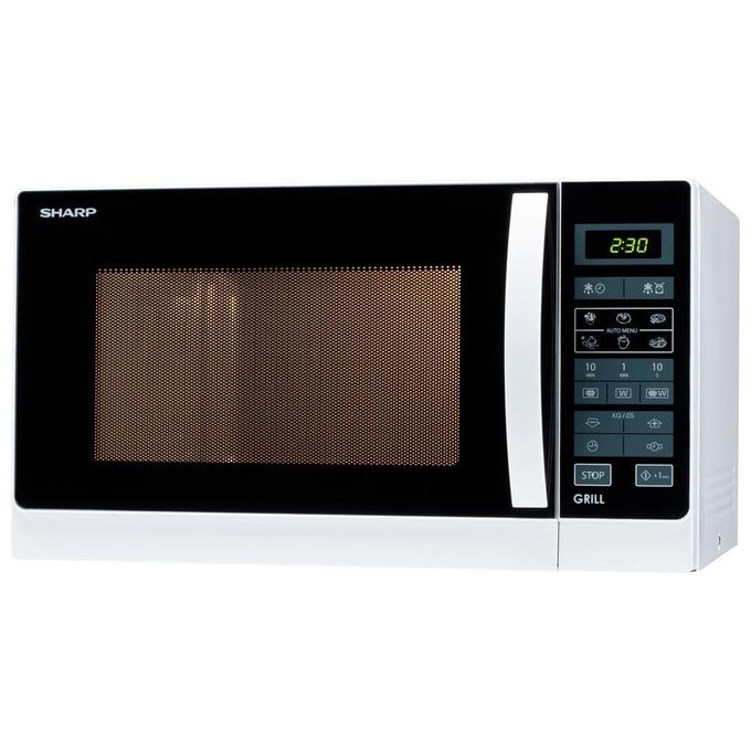 Sharp R-742WW - Forno a microonde combinato, 25 L, 900 W, Classe A, microonde e grill, Bianco